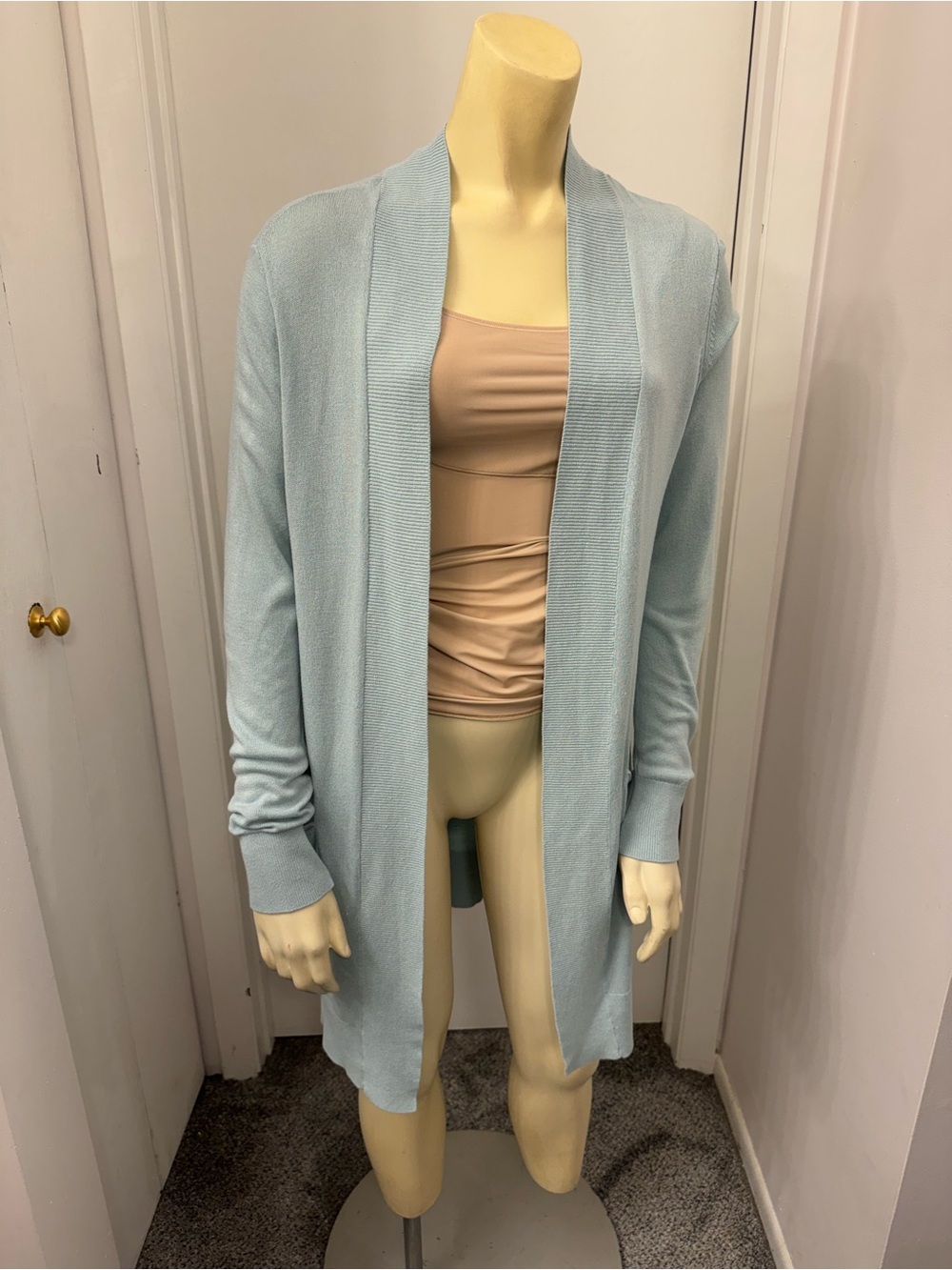 LOFT Pale Blue Open-Front Long Cardigan